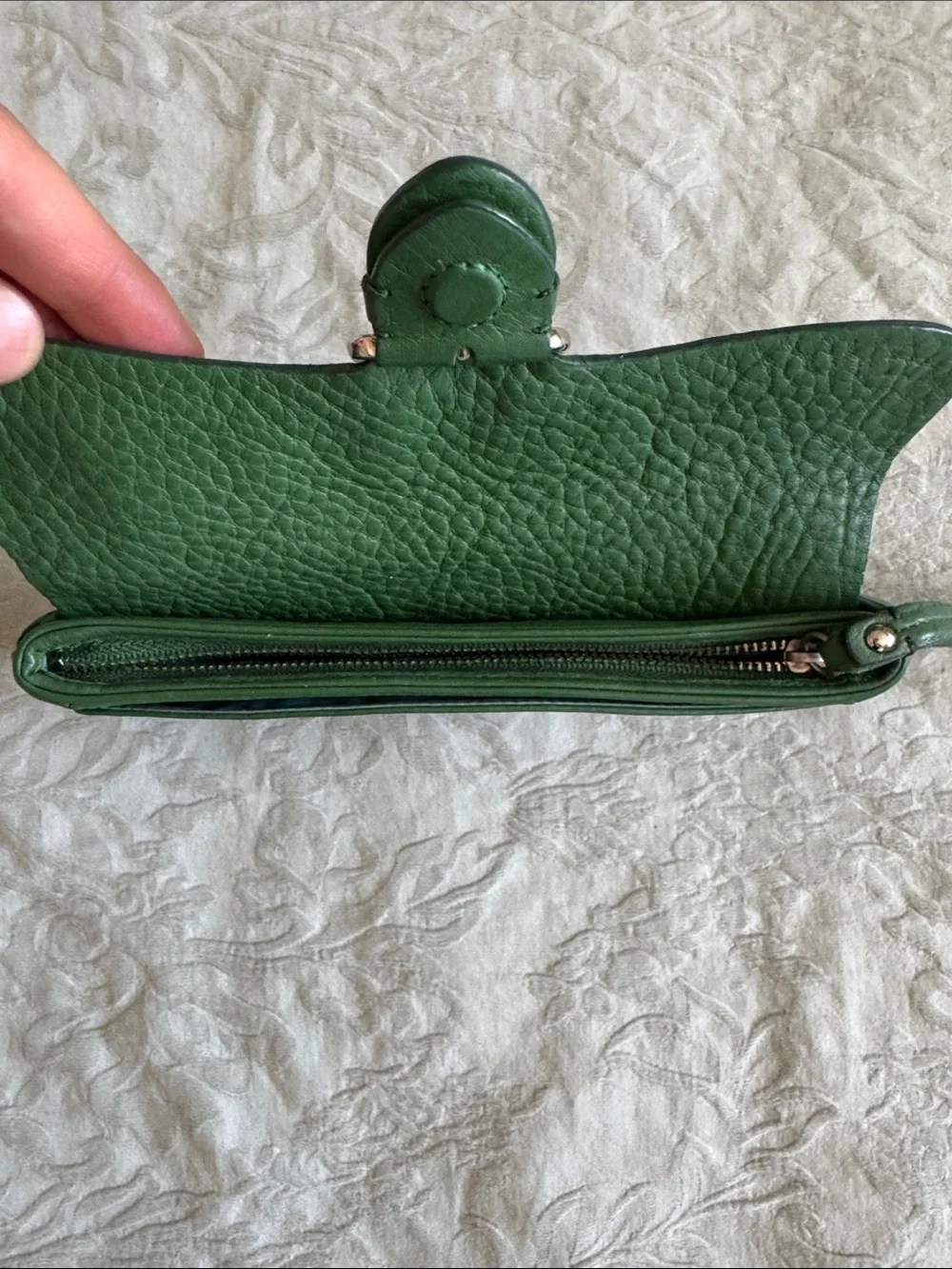 Cole Haan Green Leather Wristlet Clutch